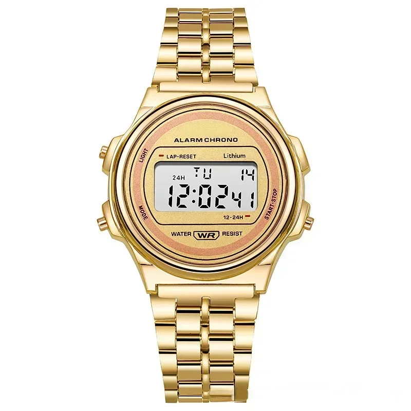 Luxury Retro Square Electronic Digital Watches Women Men Watch Rose Gold Silver Ladies Wristwatches