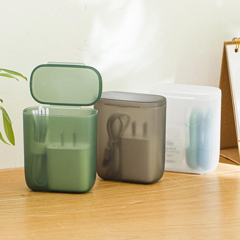 Travel Earphones Charger Cord Storage Box Desktop Data Cable Organizer for USB Cable Wire Management at Home Office