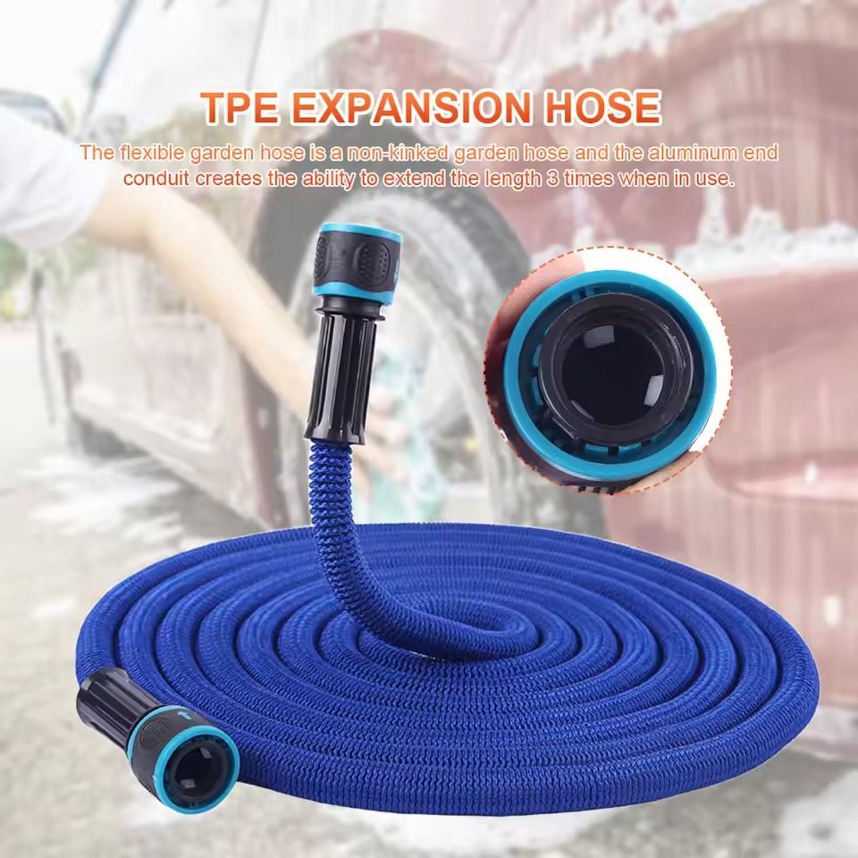 Expandable Garden Water Hose with Spray Nozzle for Irrigation and Car Washing