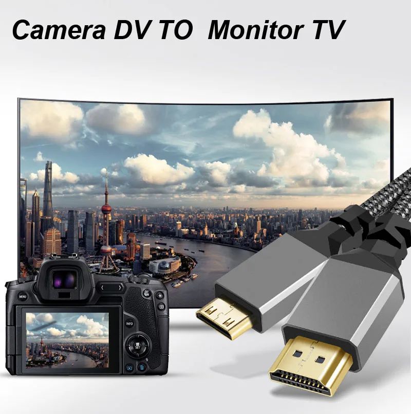 Nylon Braided Mini HDMI to HDMI Cable 4K 60Hz High Speed