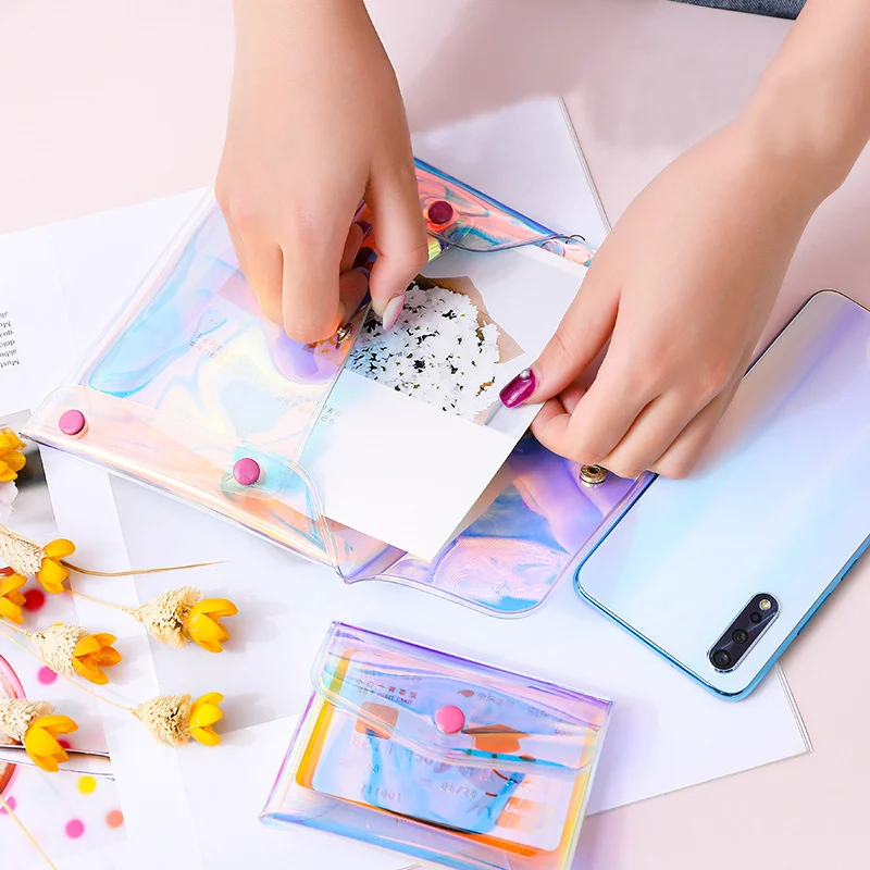 Portable Women's Wallet Stylish Laser Design Coin Purse Clutch Wallet for Shopping Makeup Pouch Cosmetic Bag