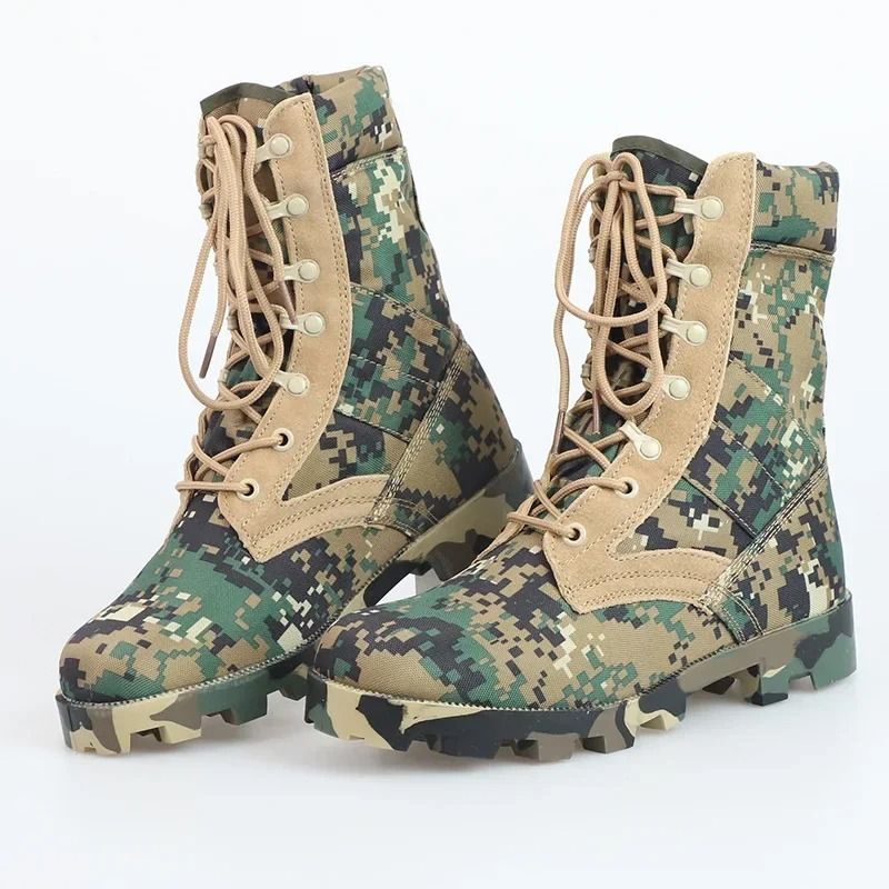Mens Lace Up Waterproof Canvas Tactical Combat Desert Ankle Boots