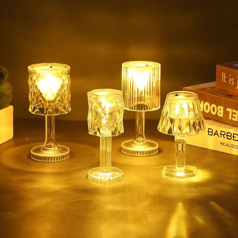 Mini Crystal LED Table Lamp Color Changing Rechargeable Night Light for Bedroom Decor