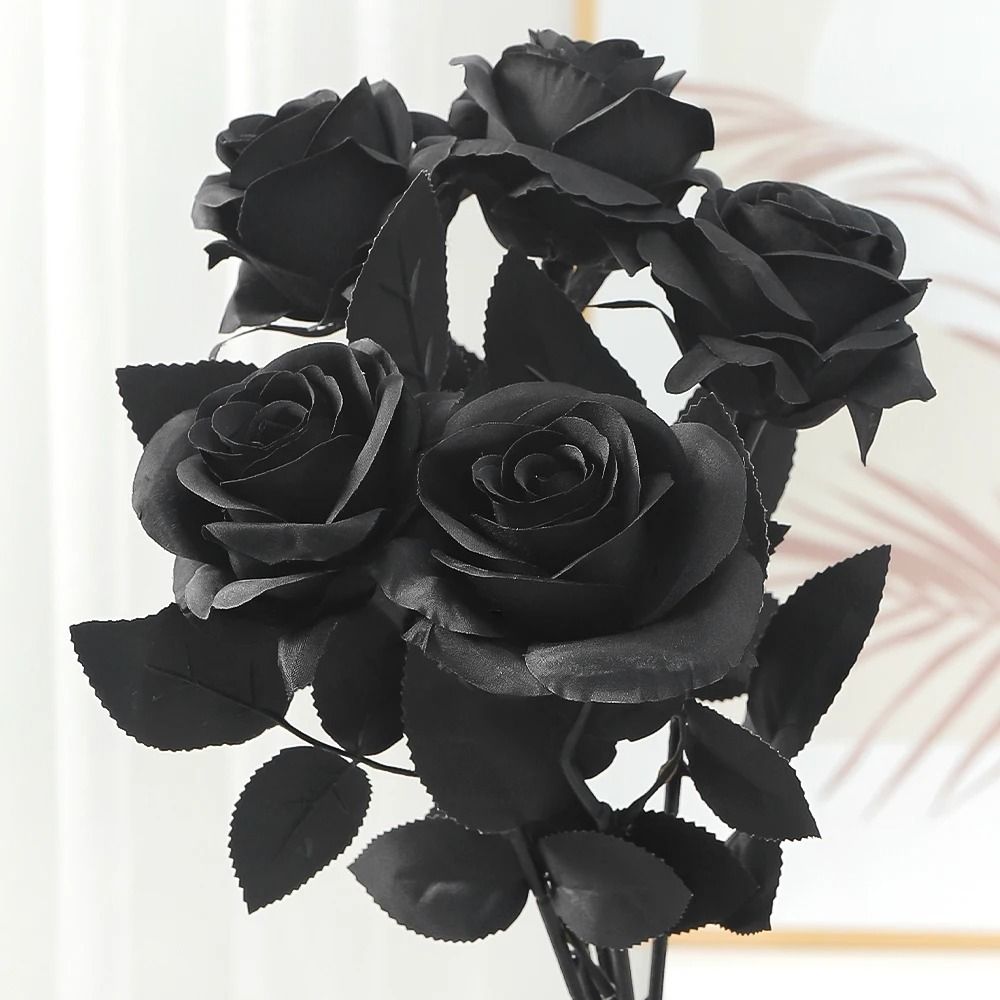 48 cm Rose Black Silk Bouquet Peony Artificial Flower