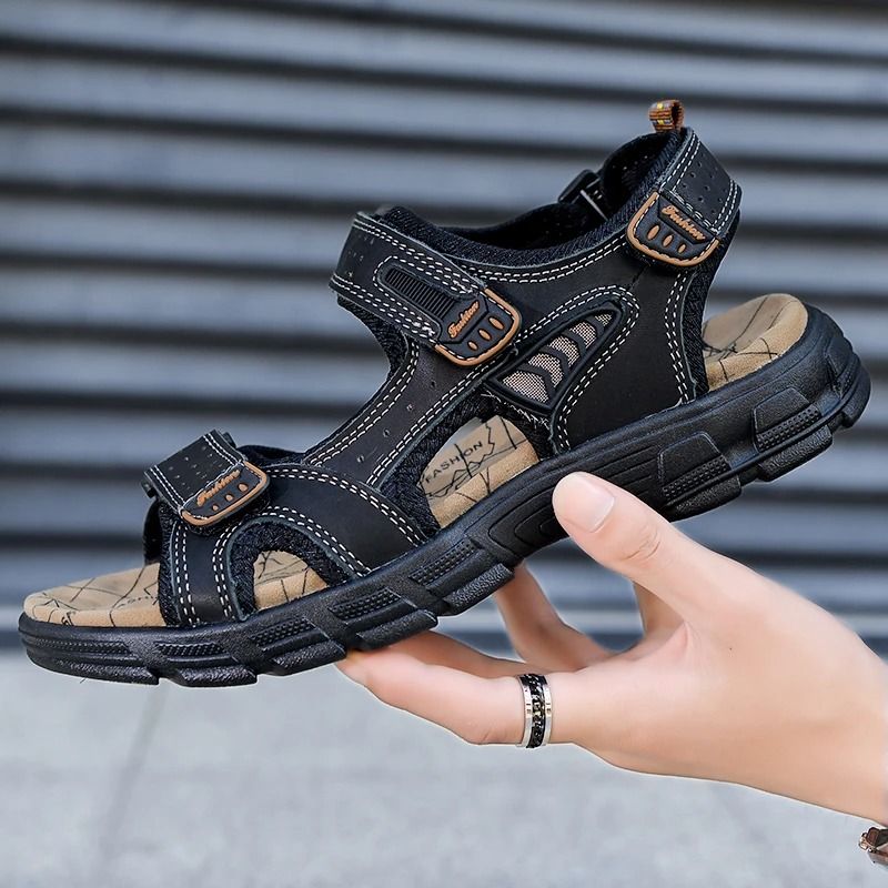 Classic Leather Mens Sandals Comfortable Outdoor Summer Shoes