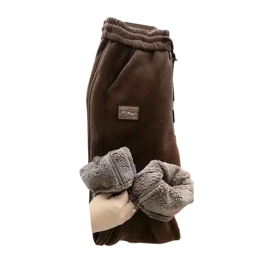Women High Waist Thermal Sweatpants Thick Fleece Lined Harem Trousers with Pockets