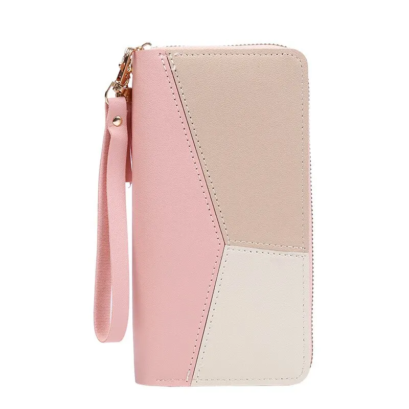 Elegant Womens Long Wallet Zipper Leather Card Holder with Large Capacity