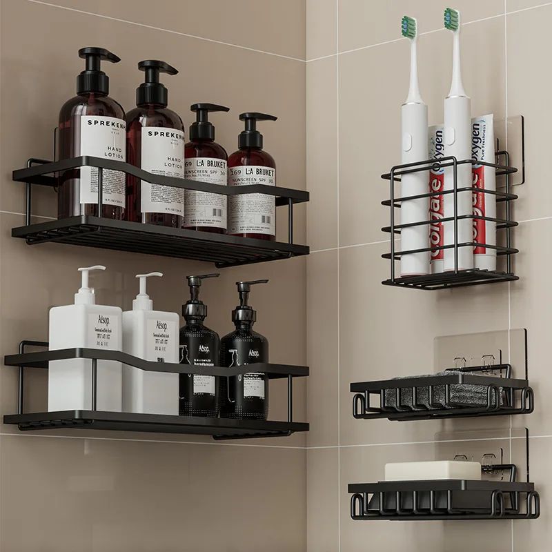 AquaHold Drill-Free Bathroom Shelf Organizer – Wall-Mounted Shower Caddy with Soap Holder