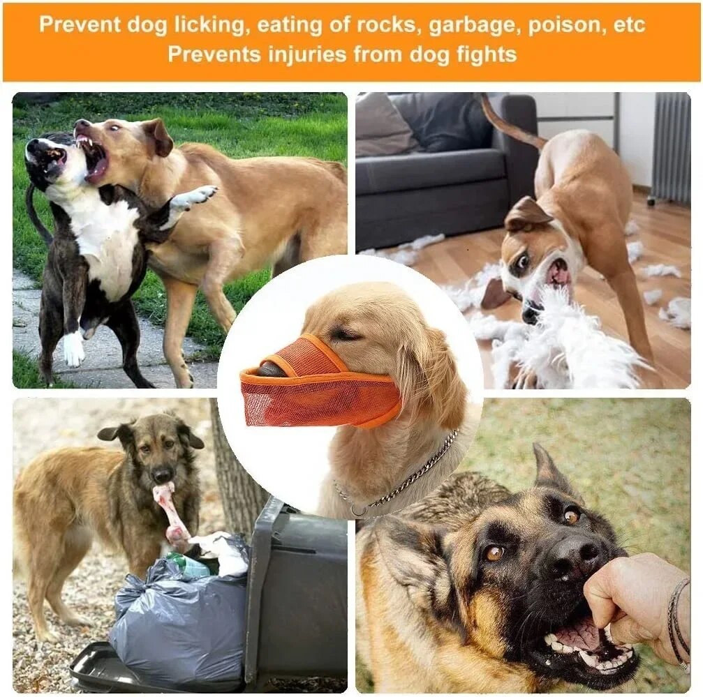 Adjustable Breathable Pet Dog Muzzle: Anti-Bark & Bite Mesh Mouth Cover