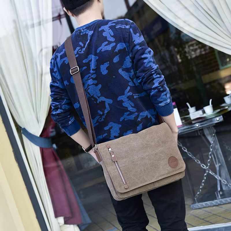 Men's Retro Canvas Crossbody Messenger Bag Large Travel Satchel Briefcase Style