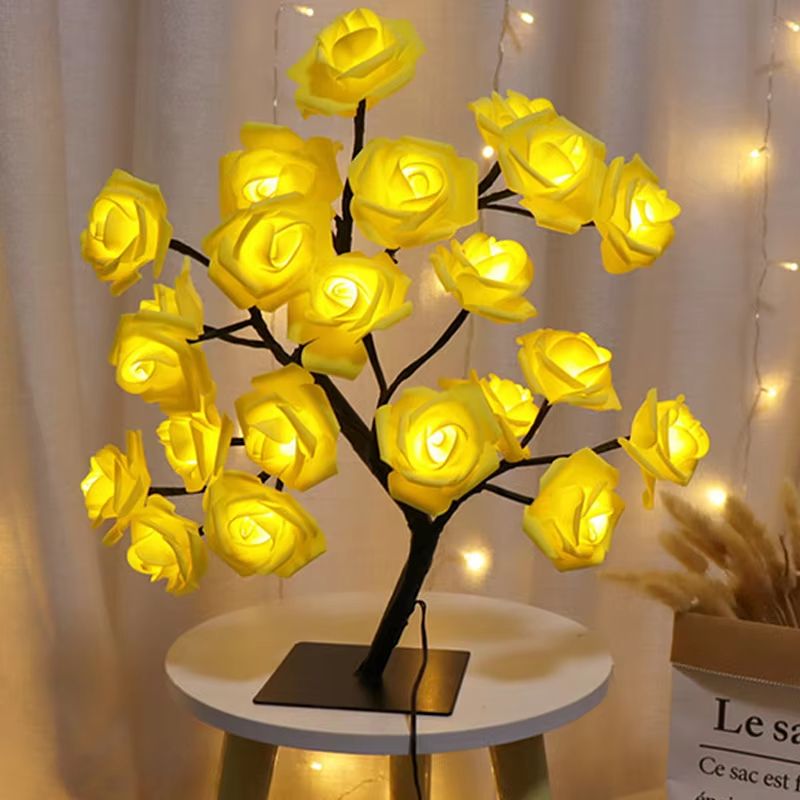 Romantic LED Rose Flower Table Lamp – USB-Powered Night Light for Home, Wedding, and Party Decoration