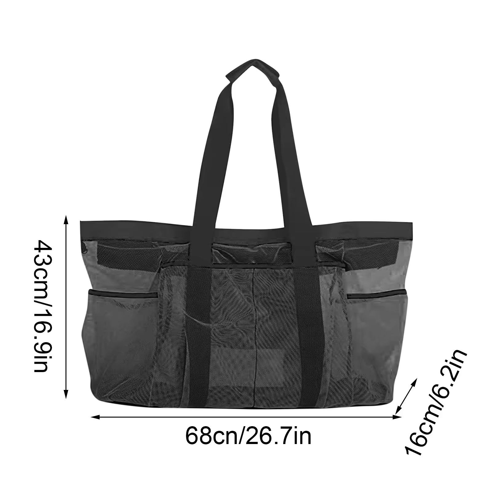Extra Large Foldable Beach Bag with Mesh Breathable Panels and Zippered Side Pockets