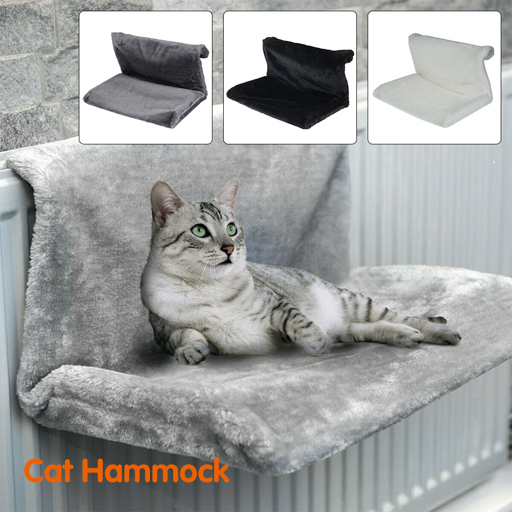 Cat Radiator Bed with Warm Fleece Hammock, Comfortable Pet Hanging Cradle with Metal Iron Frame for Cats