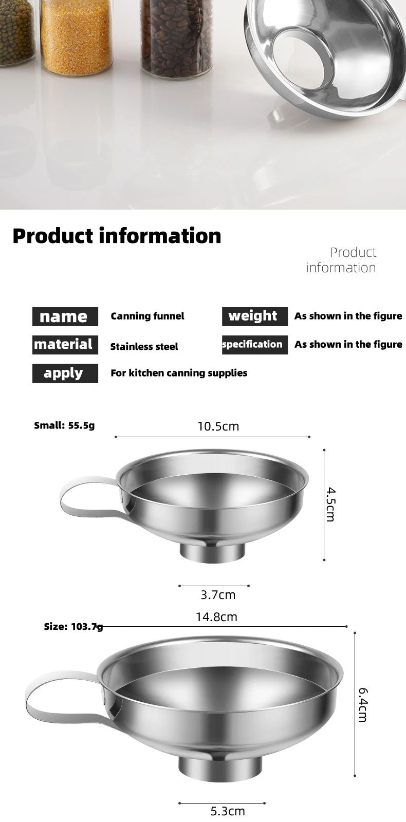 Stainless Steel Wide Mouth Canning Funnel