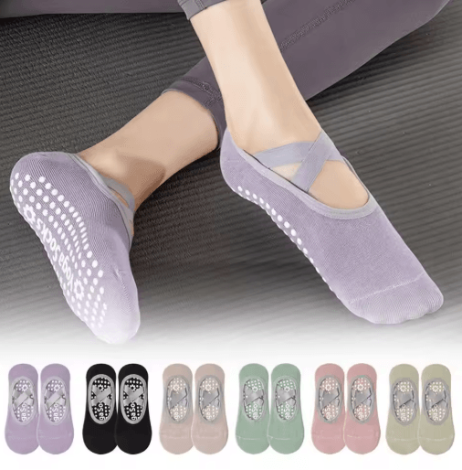 Professional Womens Anti Slip Yoga Socks Breathable Grip and Strap Pilates and Ballet Socks