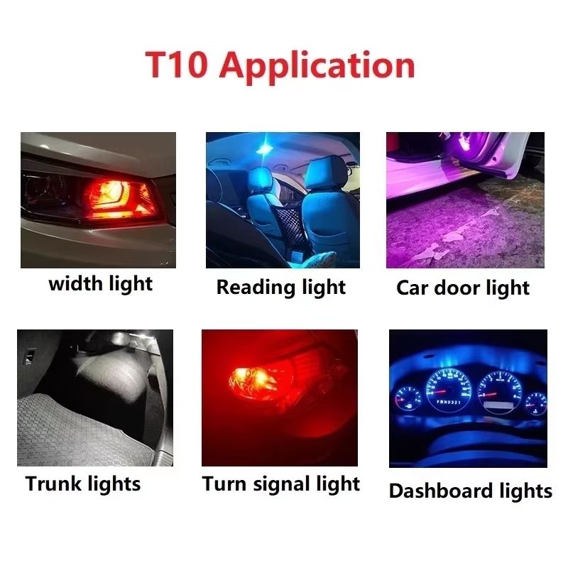 Super Bright W5W 194 T10 LED Car Bulb Set – 6000K White, Green, Blue, Red