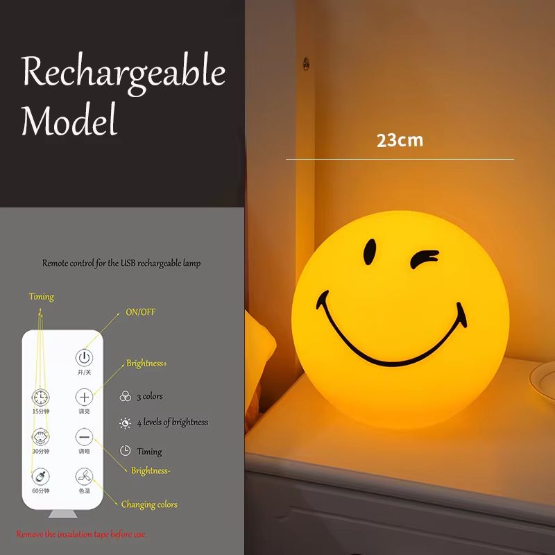 Smiley Sphere USB/Rechargeable Night Lamp – Squint & Wink Dimmable Atmosphere Light