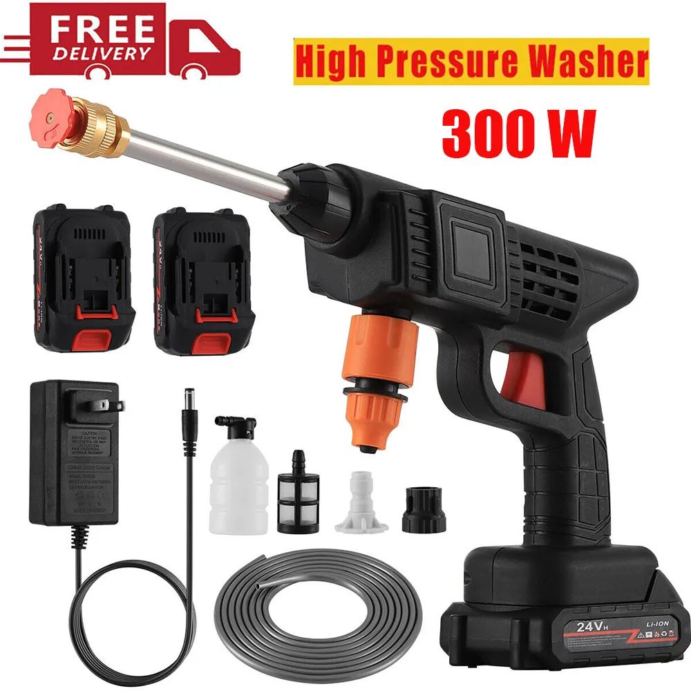 300W 30Bar Cordless Pressure Washer with Foam Bottle, 12000mAh Portable Car Wash Gun