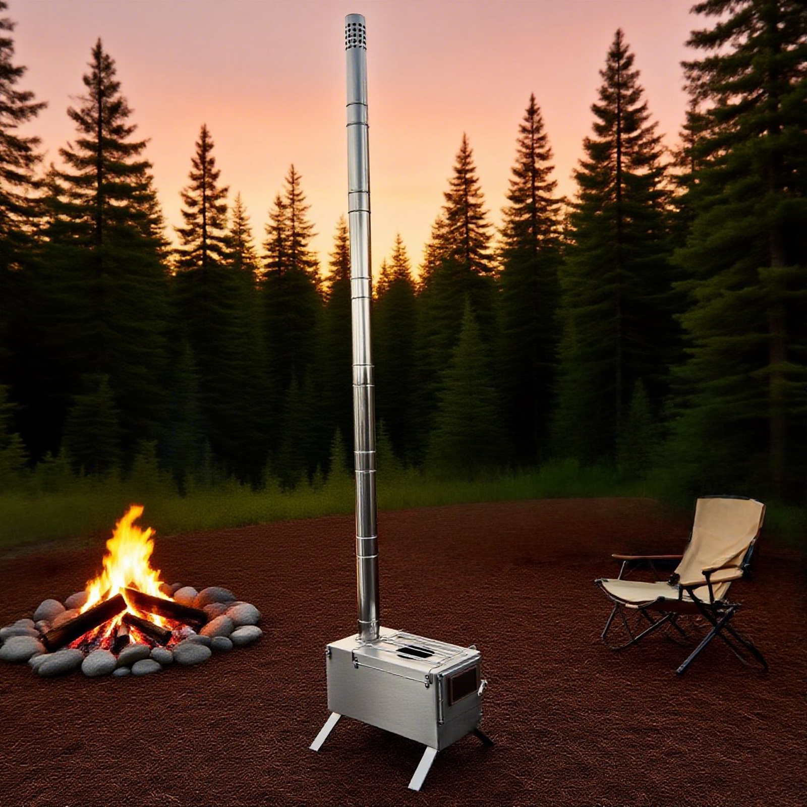 Stainless Steel Stove Pipe Kit for Camping and Wood Stoves High Heat Chimney Tubes Set