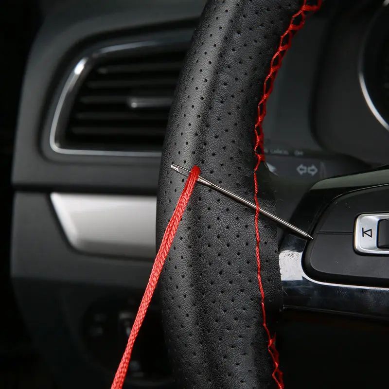 DIY Car Steering Wheel Cover Kit in Artificial Leather With Needle & Braid Thread