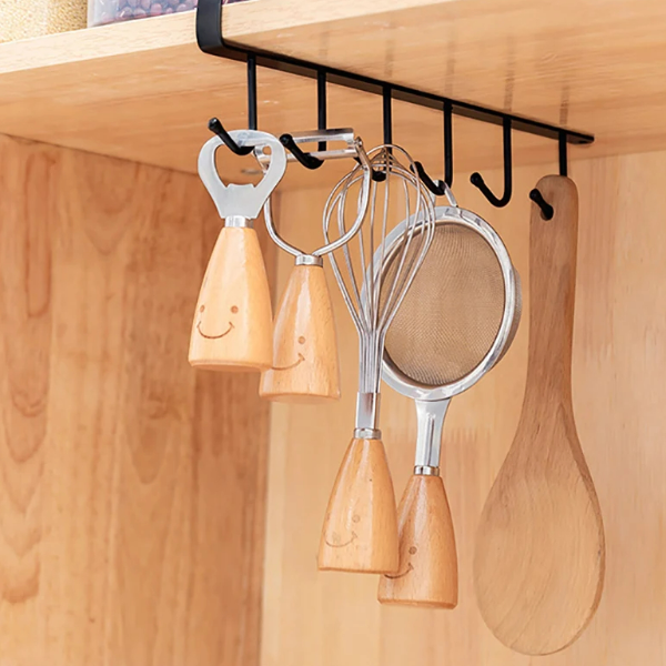 Multifunctional Hook Coffee Cup Holder Shelf – Sturdy Storage Rack for Kitchen or Wardrobe