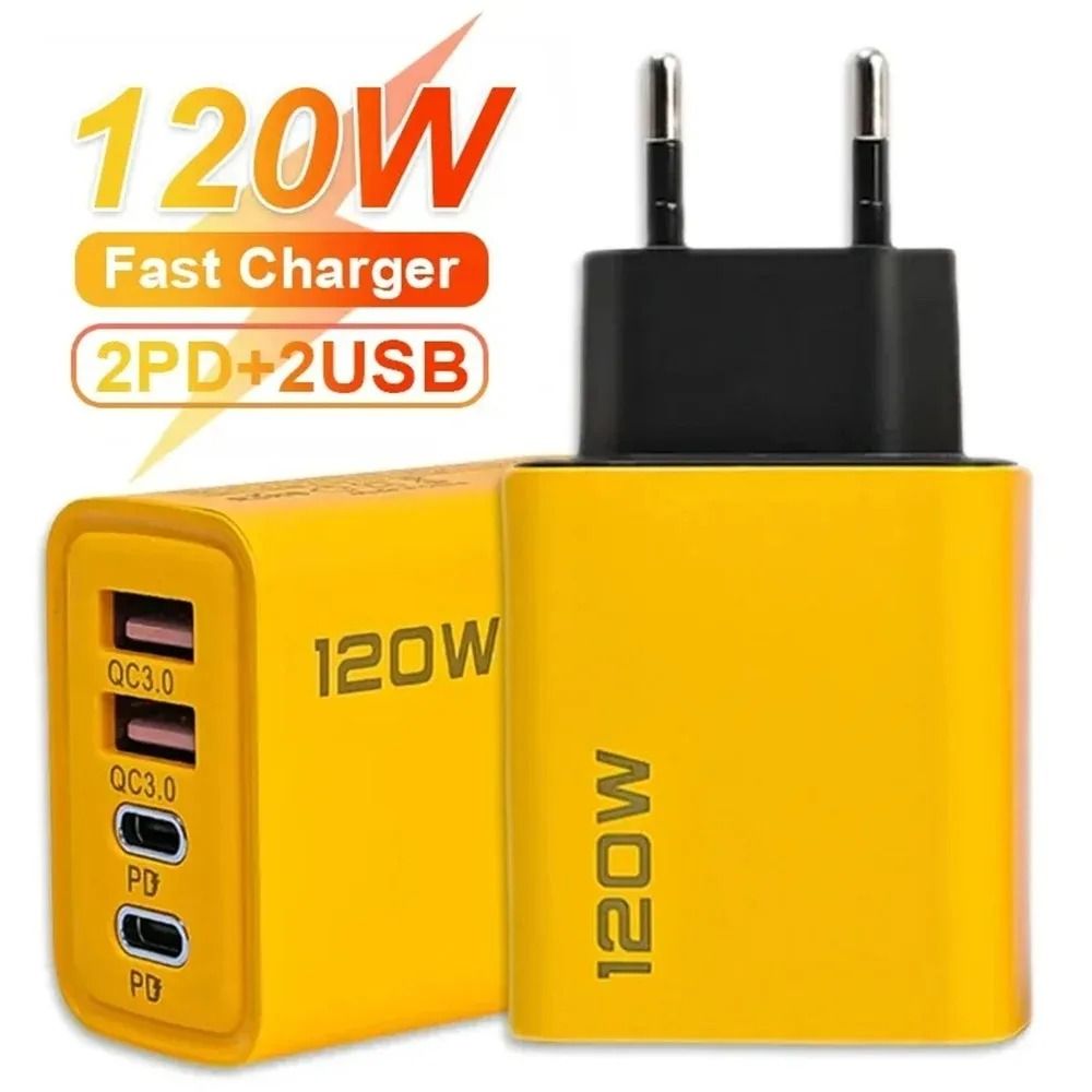 4-Port USB-C PD Fast Charger – Quick Charge 3.0 Wall Adapter for iPhone 16, 15, 14, Samsung & Huawei