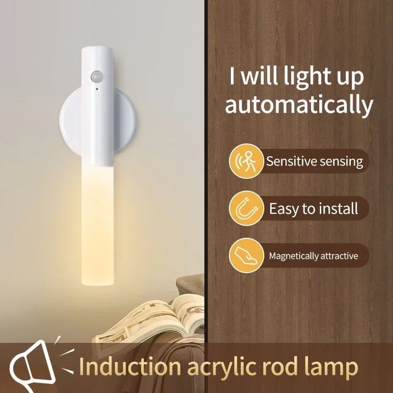 Motion Sensor LED Night Light Rechargeable Magnetic Induction Wall Lamp