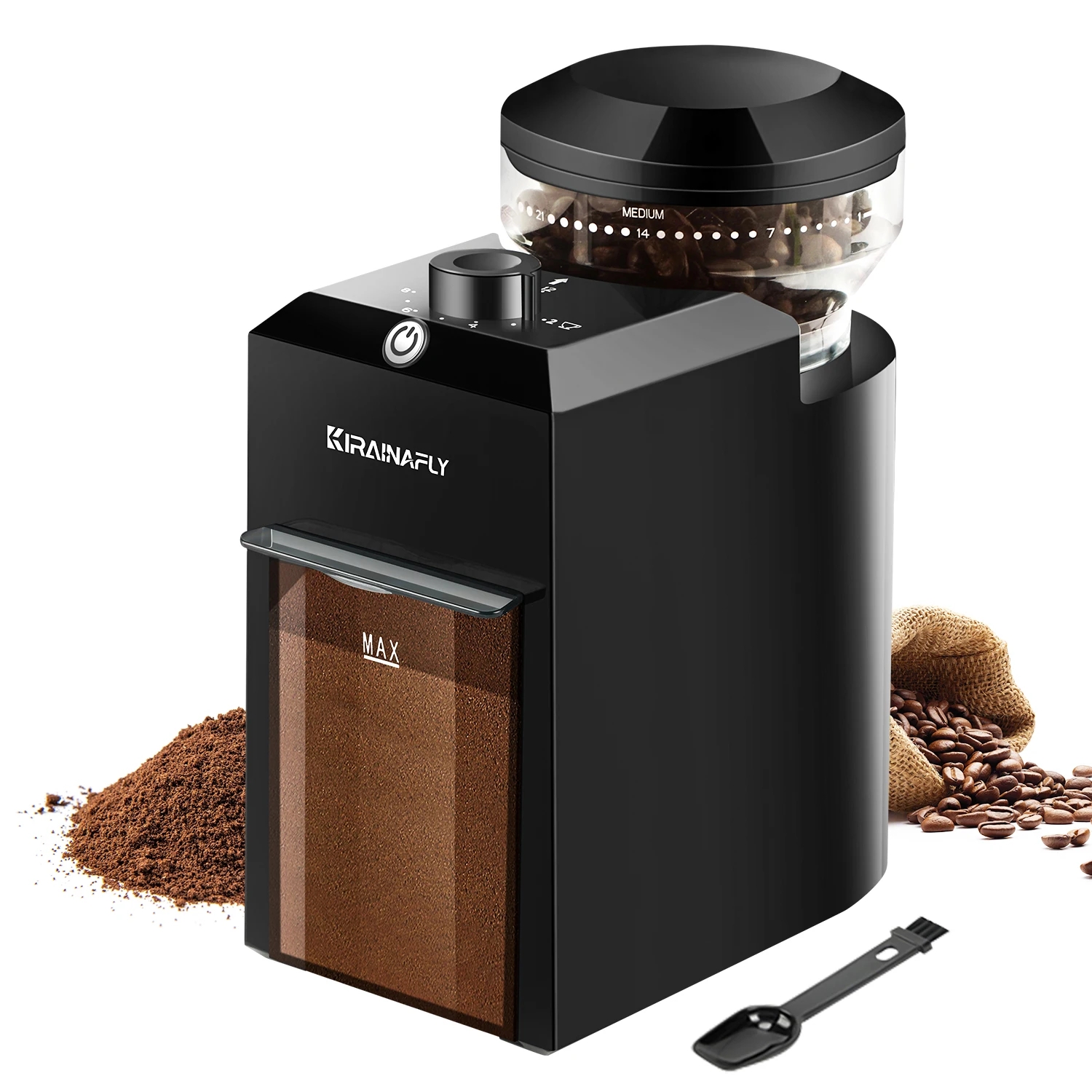 Automatic Burr Mill Coffee Grinder, Electric Coffee Bean Grinding with Adjustable Gears for Espresso, French Press