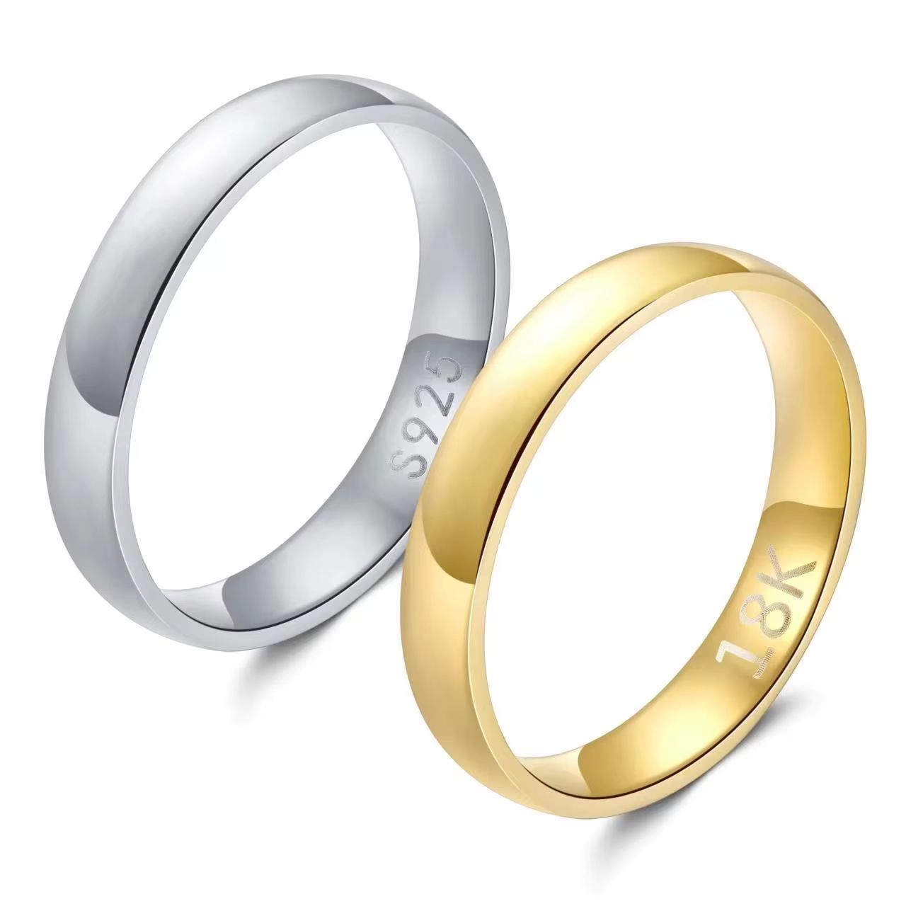 Gold Plated Simple Couple Wedding Engagement Ring