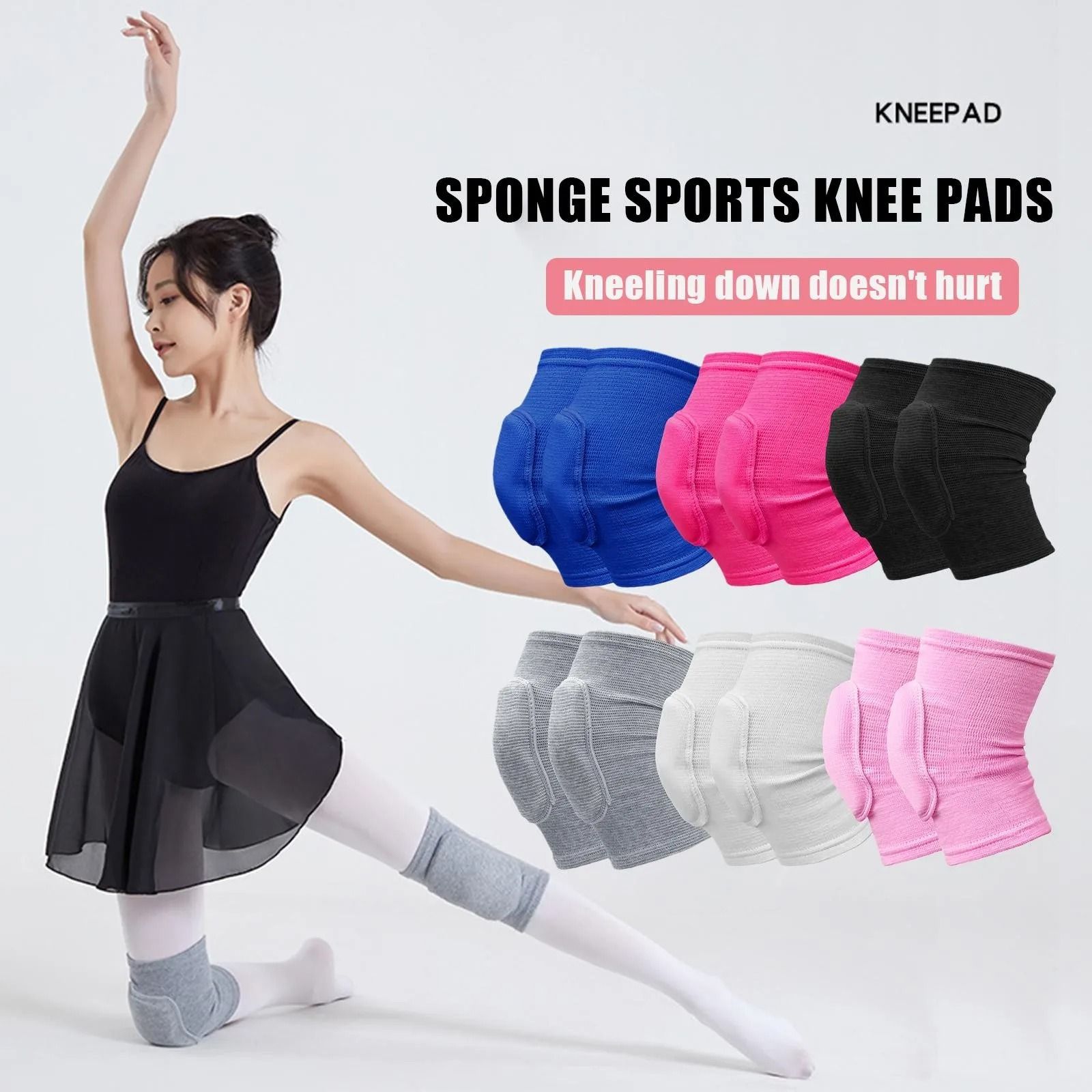 2pcs Sports Compression Knee Pads with Thickened Sponge Support for Training and Dance
