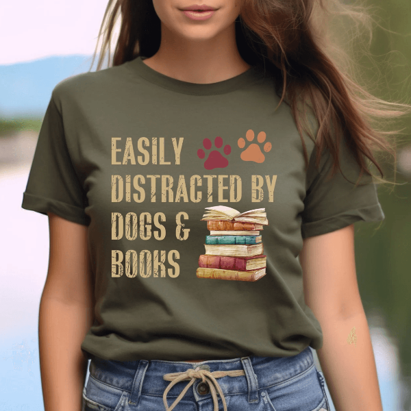Dogs & Books Shirt Funny Dog Lover Reader Tee