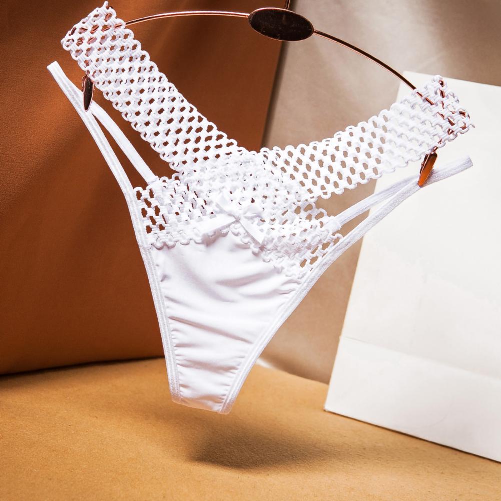 Women Panties Low Waist Hollowed Out See Through Cross Belt French Style Ladies Sling Thong Sexy Lingerie