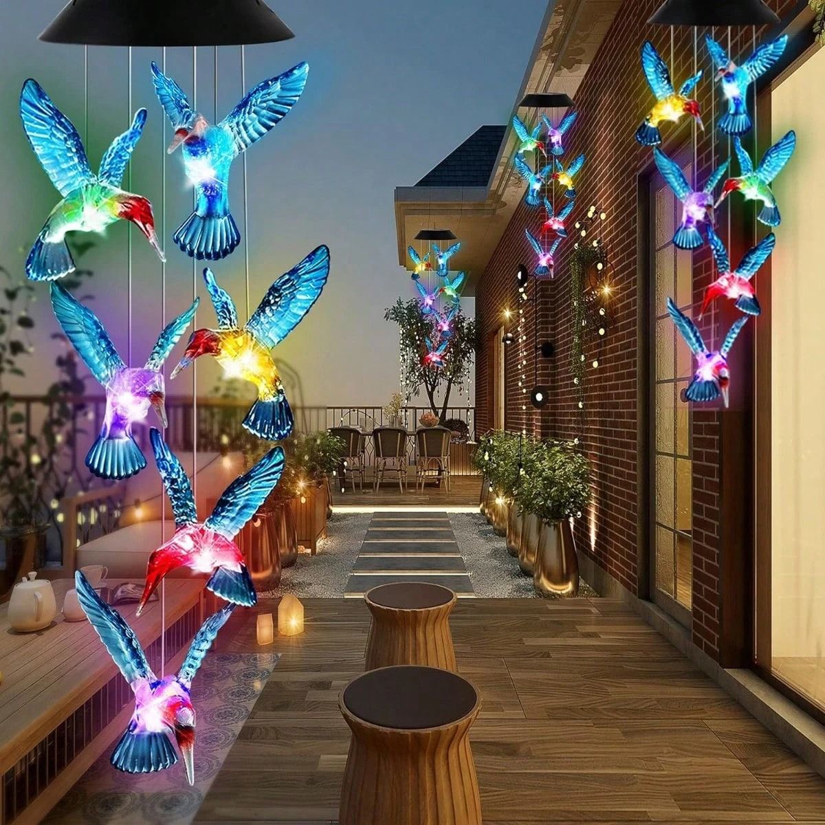 Hummingbird Solar Wind Chime Light | Color-Changing Waterproof Outdoor LED Lantern