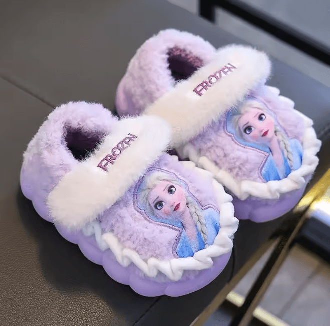 Elsa Frozen Kids Cotton Slippers Warm Non Slip Winter House Shoes