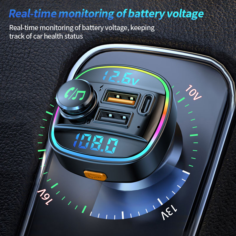 22.5W Super Fast Charge Bluetooth 5.0 FM Transmitter for Car, Handsfree Call, MP3 Player, Dual USB Quick Charge Adapter