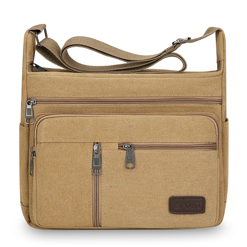 Men Canvas Messenger Crossbody Bag Durable Travel Shoulder Tote