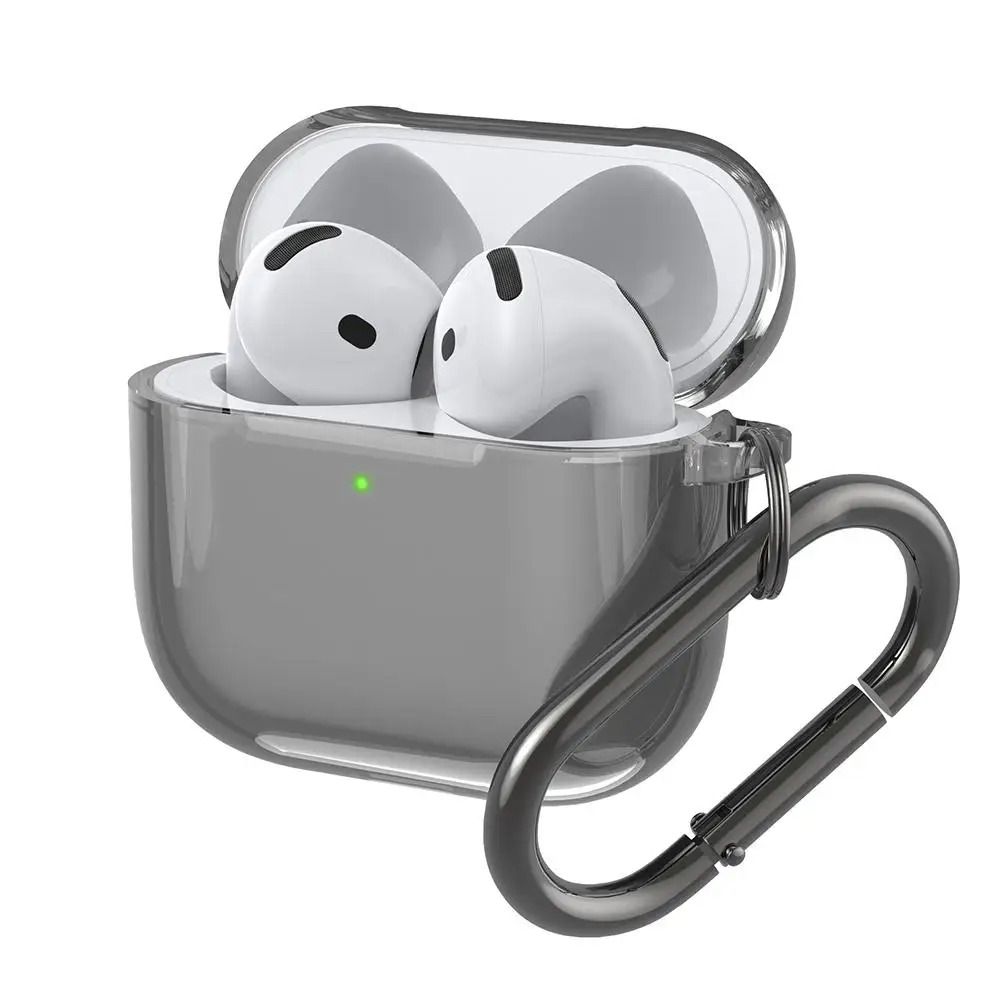 Transparent AirPods 4 Case Shockproof TPU Silicone Cover with Keychain