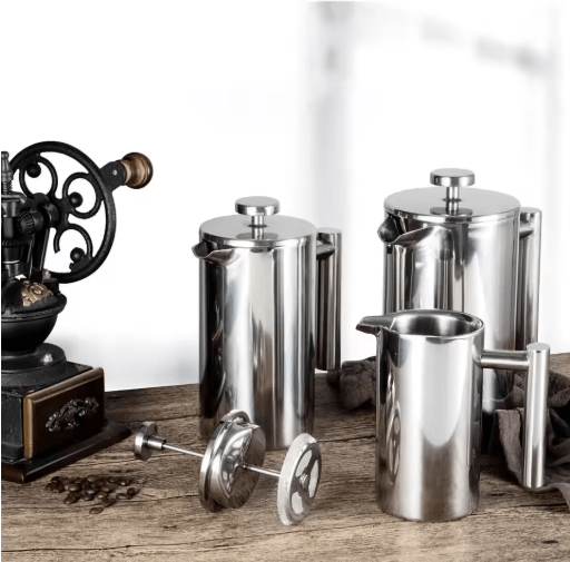 Stainless Steel French Press Coffee Maker Double Wall Insulated Manual Coffee Brewer (350ml–1000ml)