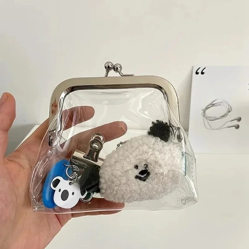 Transparent PVC Coin Purse & Mini Makeup Bag - Travel Storage Pouch for Change, Earbuds, Lipstick, Hasp Closure