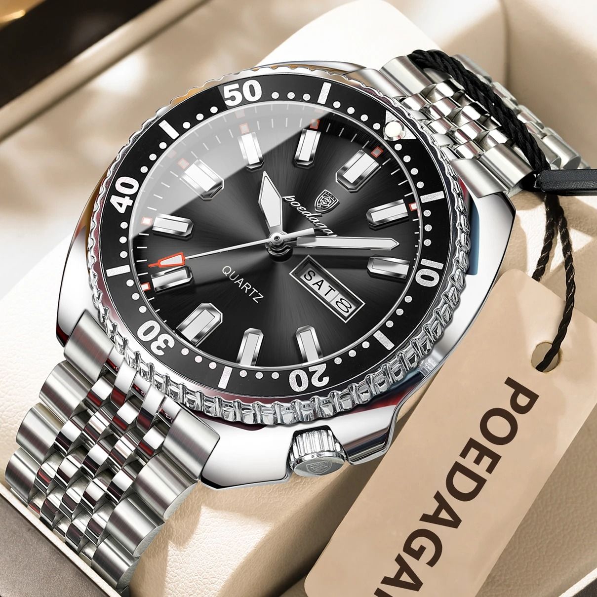 Poedagar Business Men Watch Waterproof Luminous Date Week