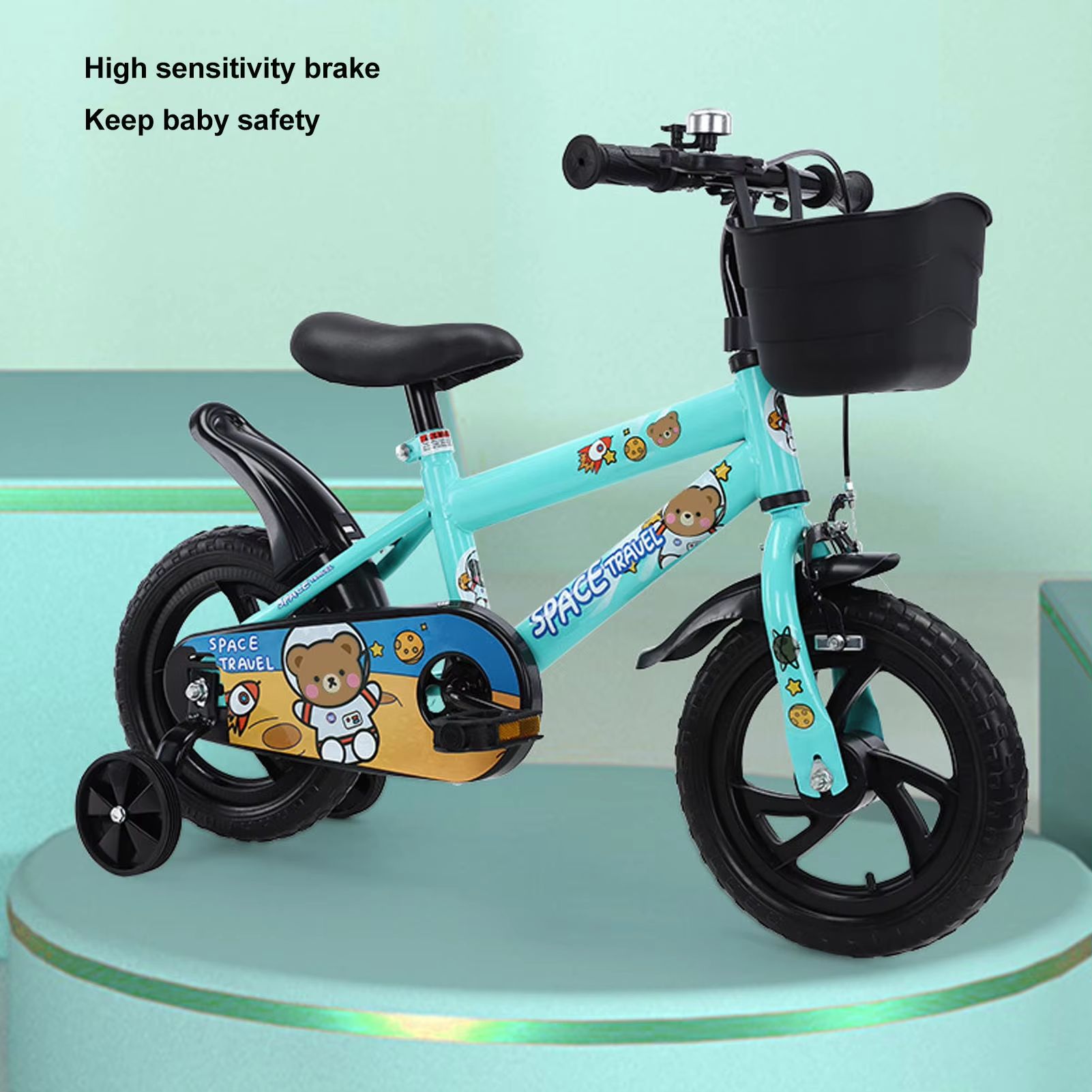 12 Inch Kids Bike with Training Wheels – Stable High Carbon Steel Toddler Bicycle (Green)