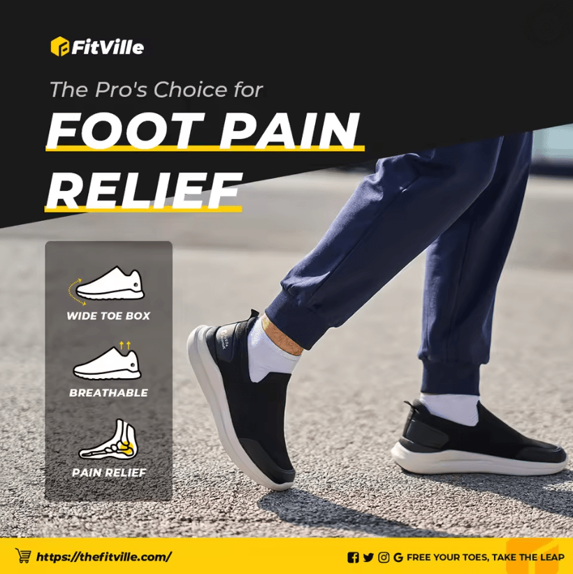 FitVille Mens Extra Wide Walking Shoes for Plantar Fasciitis and Foot Pain Relief
