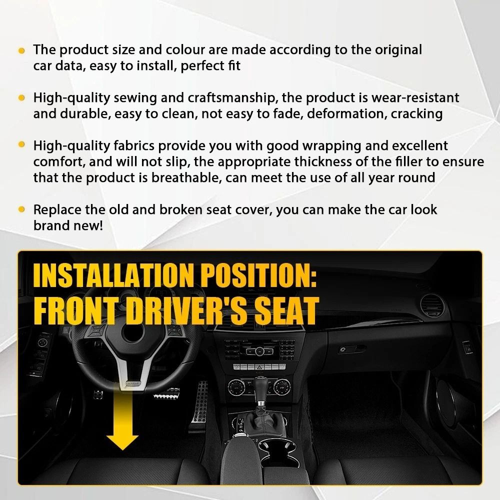 High-Quality Leather Driver Bottom Seat Cover, Wear-Resistant & Breathable