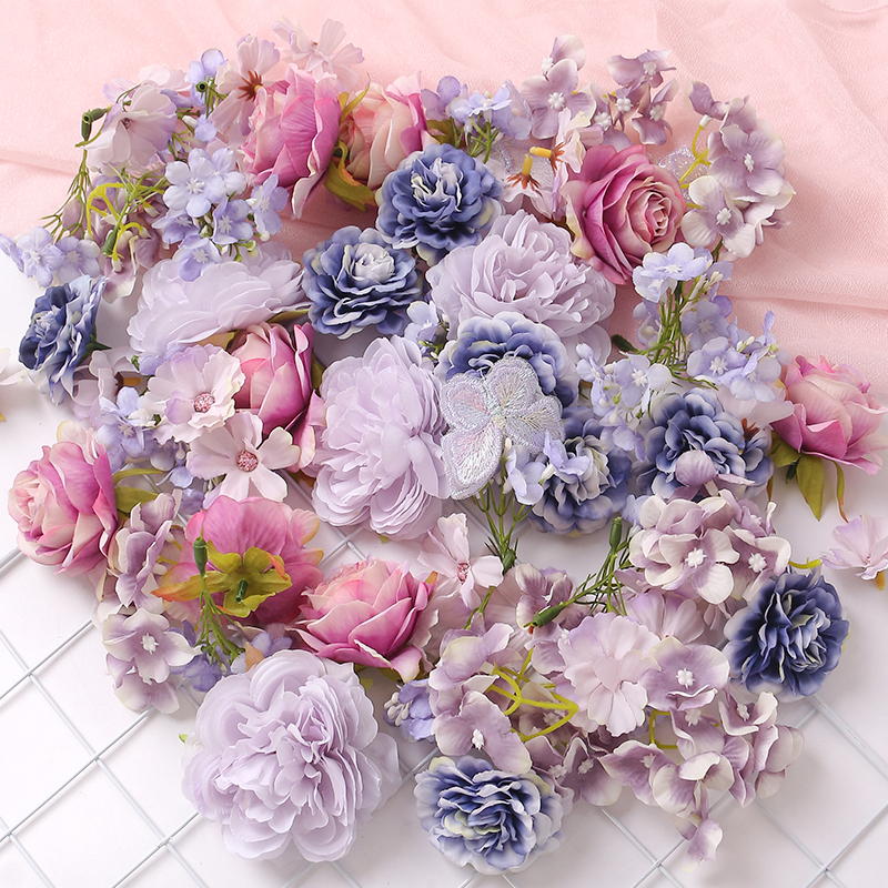 Artificial European Silk Rose Flowers for Home Room, Wedding Decoration, DIY Hair Accessory, Corsage Craft Kit, Fake