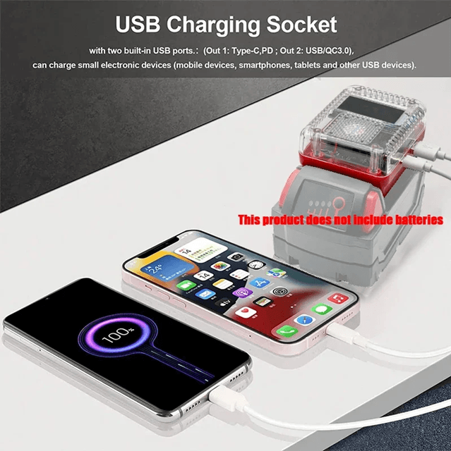 Digital Display Lithium Battery Adapter Converter with USB C Power Bank