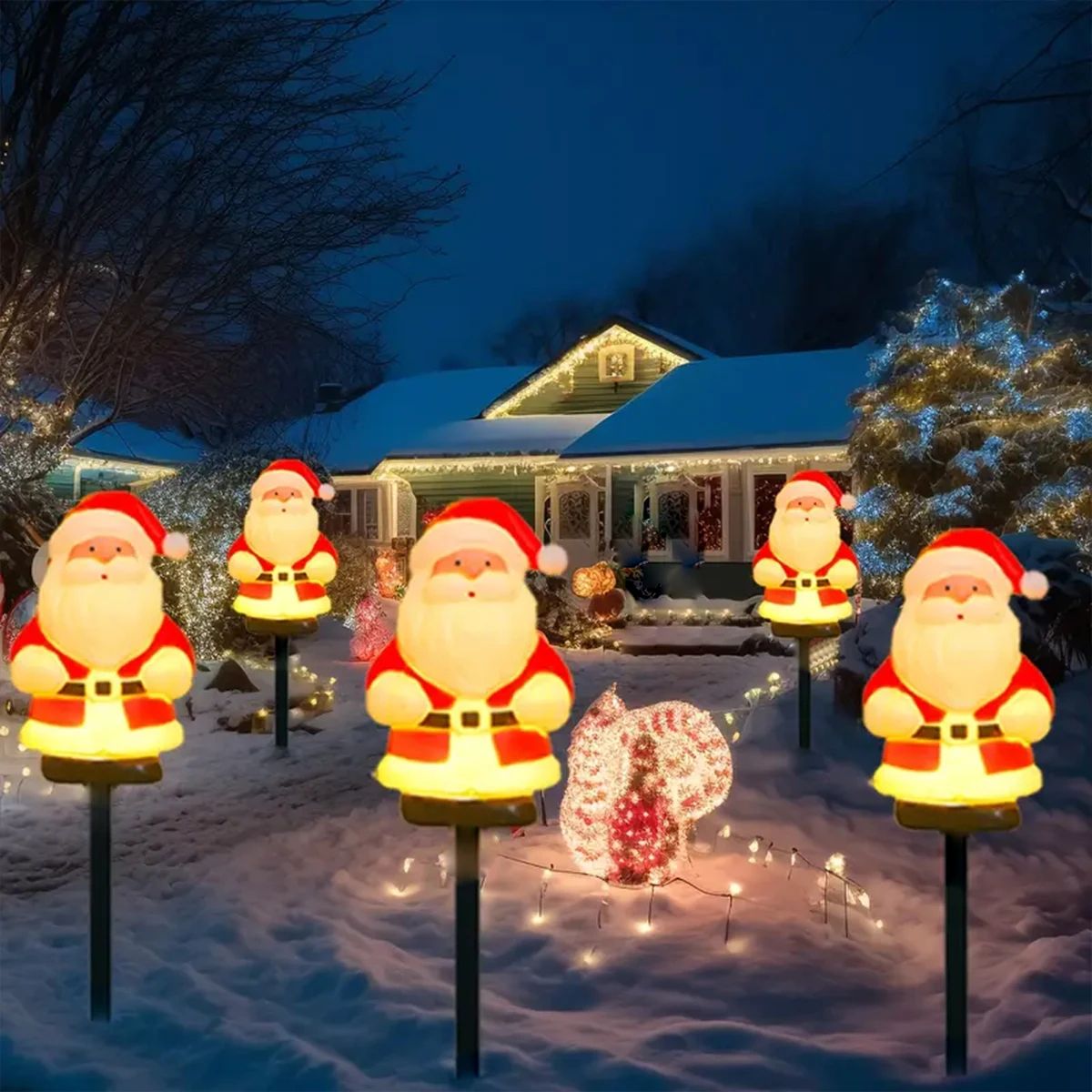 5pcs Solar Santa Claus Christmas Pathway Stake Lights
