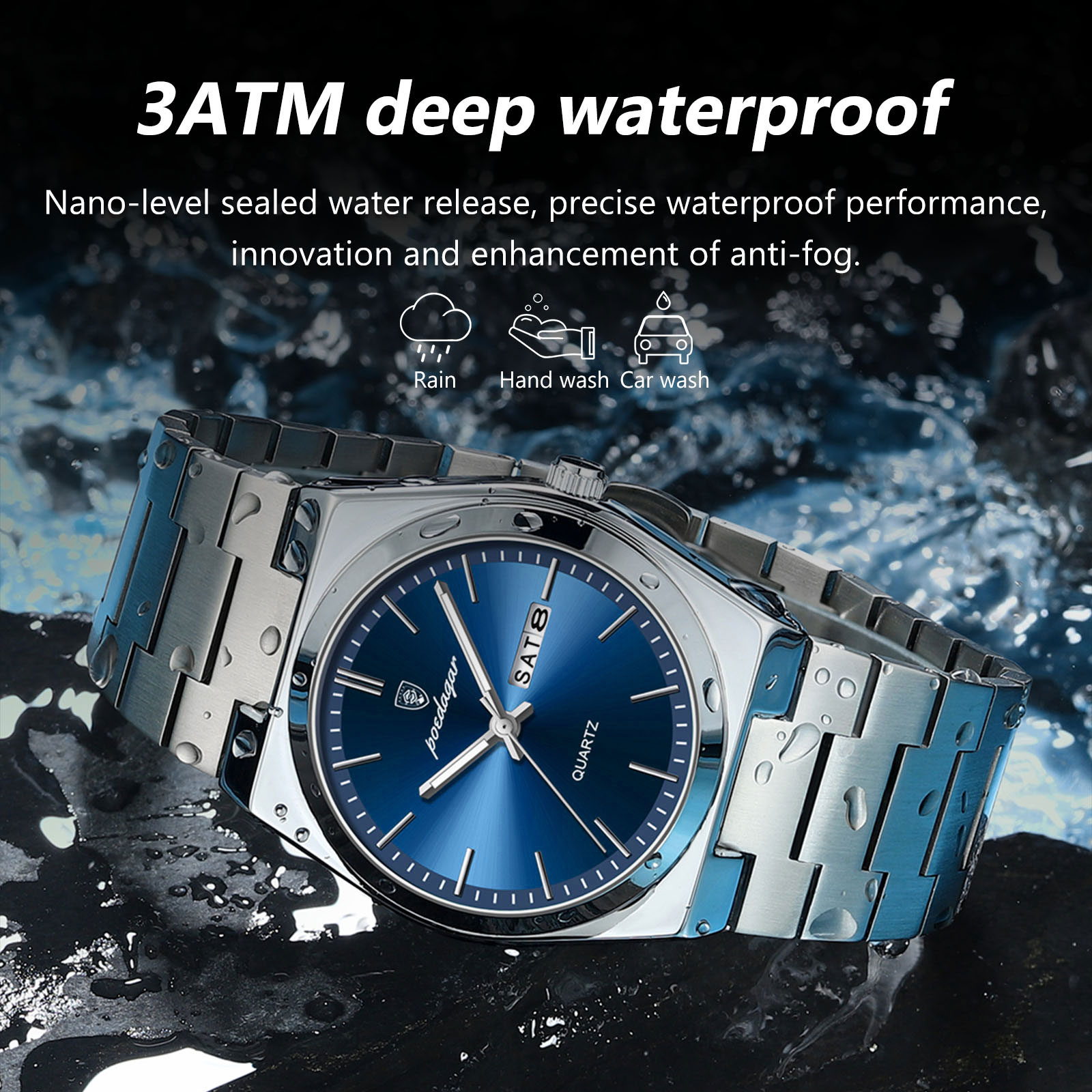 Luxury Watch For Man Waterproof, Luminous Date Week, Stainless Steel Men Watch, Casual Quartz Men's Watches