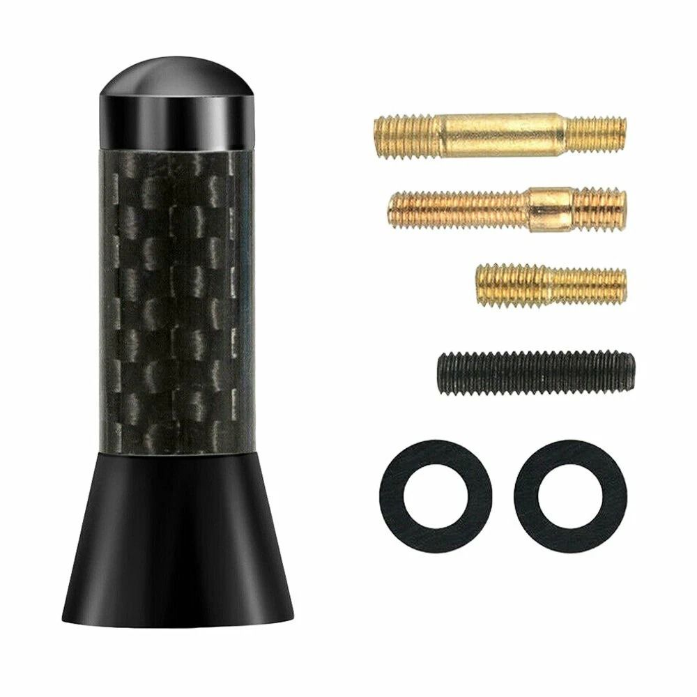 Carbon Fiber Radio Antena, Screw Car Antenna Kit, FM Antena Black for Better Signal Reception