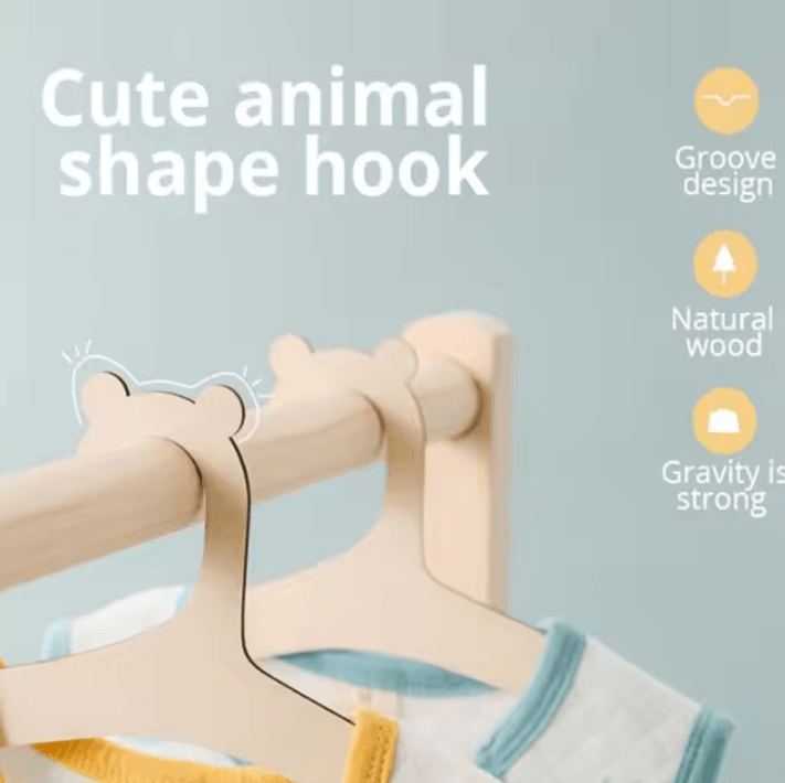 10-Piece Baby Wooden Hanger Rack – Creative Nursery Clothes Hanger Set