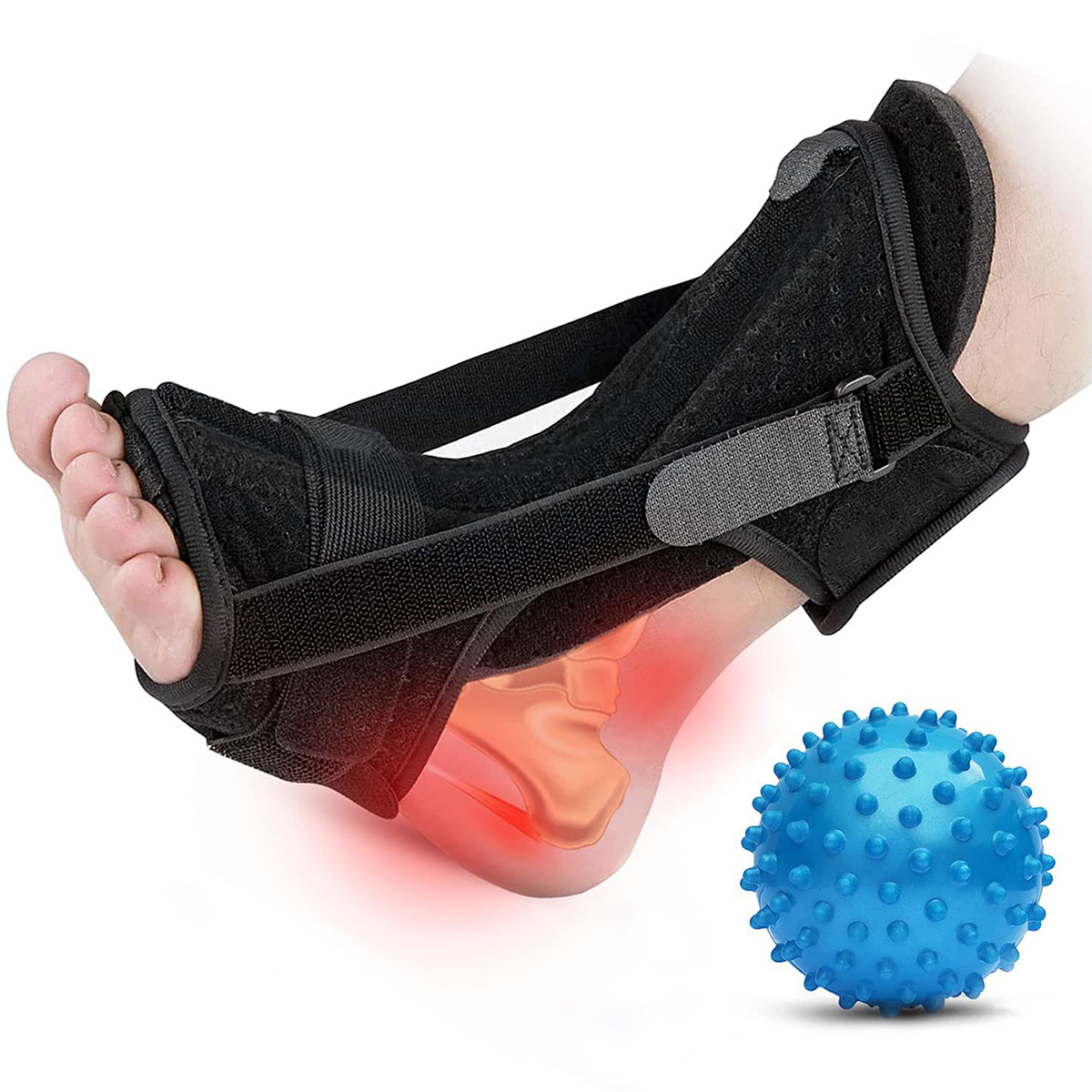 Adjustable Plantar Fasciitis Night Splint Foot Brace for Achilles Tendonitis Relief & Foot Drop Brace Support